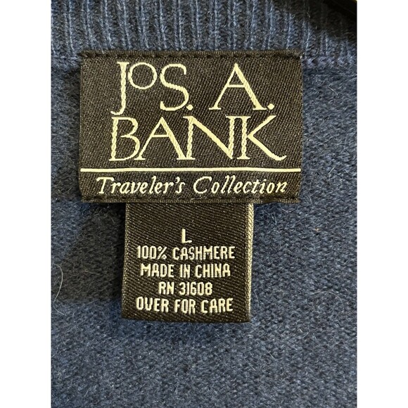 Jos A Bank Mens Cashmere Sweater Sz L Blue Quiet Luxury Preppy Travelers Collect - Picture 3 of 7